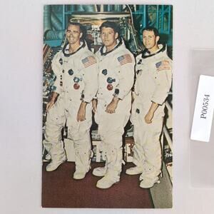 NASA Kennedy Space Center FL 1960s Postcard Apollo 7 Schirra Eisele Cunningham